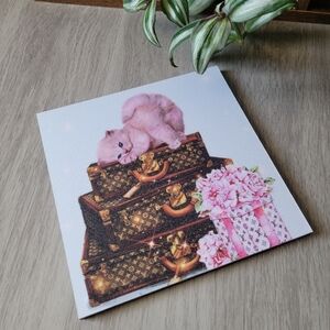 Pet Lover Cat Design Decor Charming Pink Cat Canvas Art Decor